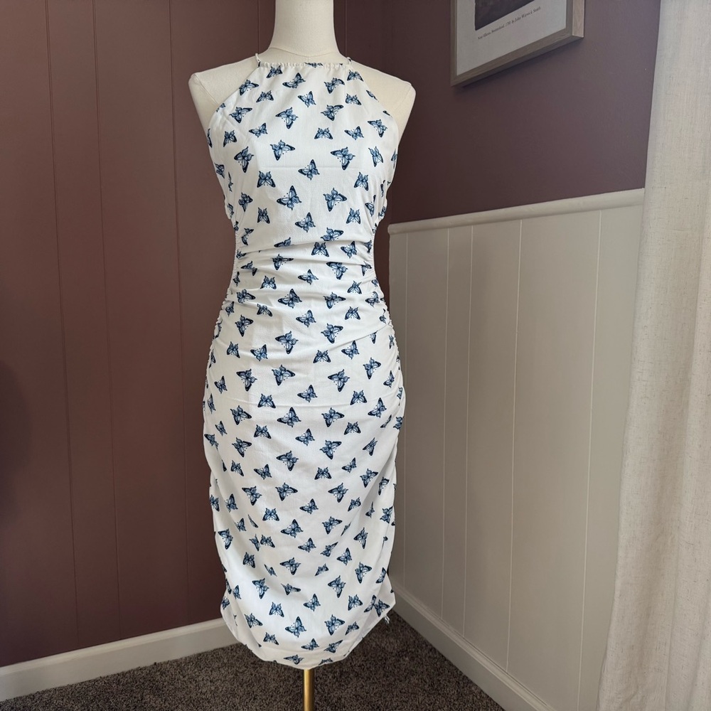More to Come Butterfly Print Halter Neck Fairycore Midi Dress NWT